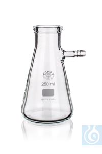 Filtration flask, erlenmeyer shape, 1000 ml, Ø 1= 135 x Ø 2= 45 x H 230, with glass hose...